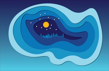 3D Abstract Paper Pattern, Night Fantasy World