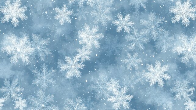 A blue background with white snowflakes and small white dots, creating a winter or Christmas theme. - Powered by Adobe