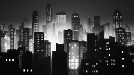 Obraz premium Black and White 3D Cityscape