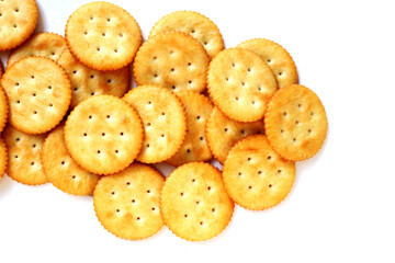 Round cracker isolated on white background