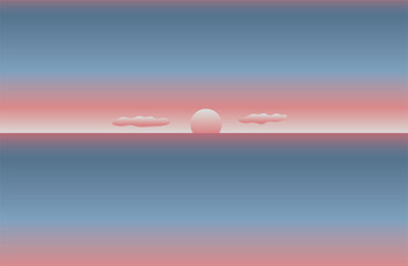 Vector illustration of a tranquil sea, vintage style background image.