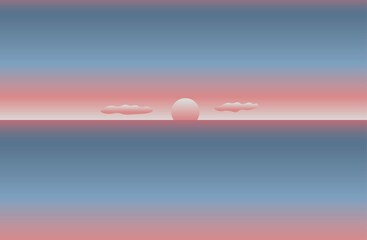 Vector illustration of a tranquil sea, vintage style background image.