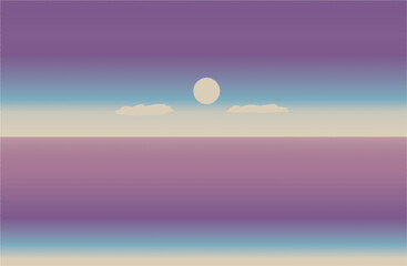 Vector illustration of a tranquil sea, vintage style background image.