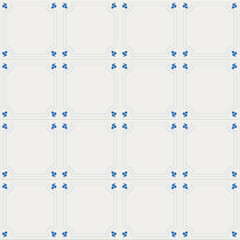 Delft floral tile pattern in cobalt blue on cloud dancer white subway tiles.