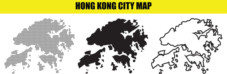 Hong kong city map with different styles