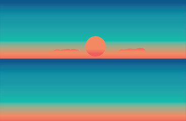 Vector illustration of a tranquil sea, vintage style background image.