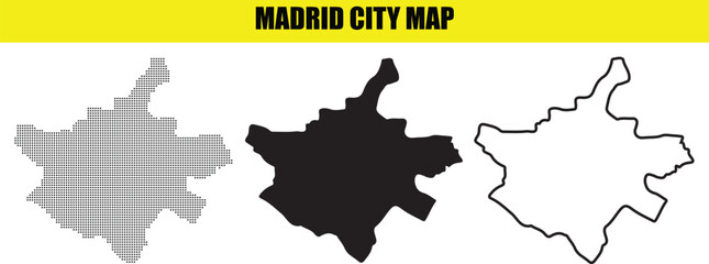 Fototapeta premium Madrid city map in three different styles