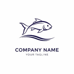 Elegant Fish Logo Design with Flowing Water Line Art Illustration.