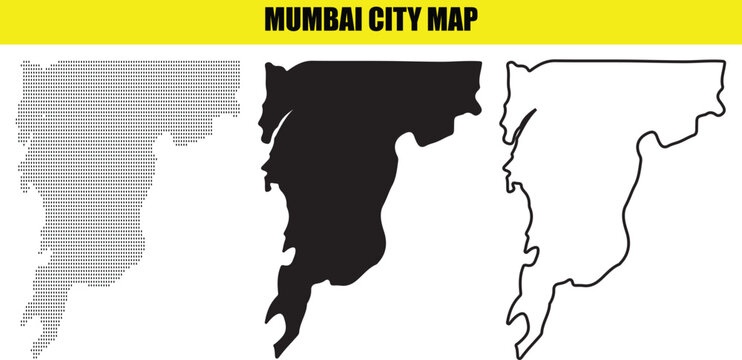 Mumbai city map with three different styles