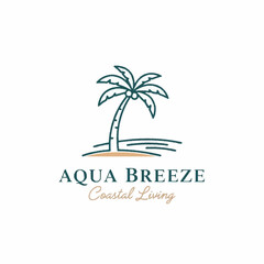 Minimalist Palm Tree Logo Design for Coastal Living Brand.