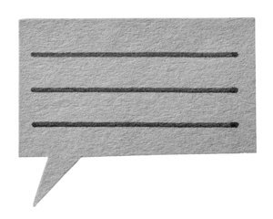 Isolated ruled gray paper speech bubble with lines for copy space for text on transparent png background design element