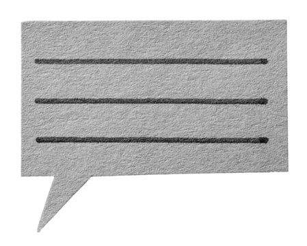 Isolated ruled gray paper speech bubble with lines for copy space for text on transparent png background design element