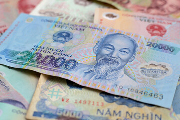 Vietnamese dong banknotes. Money concept