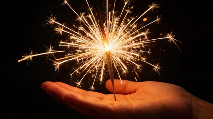 Vibrant fireworks exploding in the night sky, illuminating a celebration. Conveys joy, excitement, and warm nostalgia. Ideal for New Year backgrounds, festive promotions, and happy event visuals.