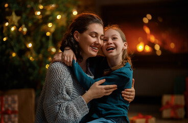family celebrating Christmas