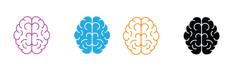 A simple monoline icon showing a top-down view of the human brain with two cerebral hemispheres.