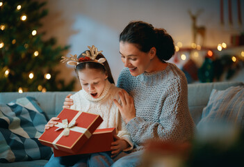 family celebrating Christmas