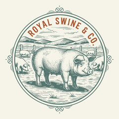 pork meat emblems. Design elements for logo, label, sign. Vector illustration.Keywords: