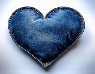 Heart-Shaped Denim Fabric Pillow Representing Love and Unique Handmade Craft