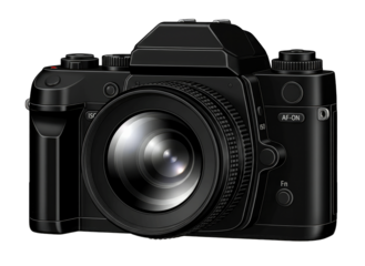 Black Camera Isolated on White Background