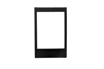 Blank vertical black instant film frame template isolated
