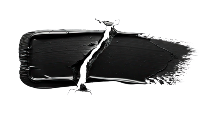 Black Paint Stroke Cracked on White Background