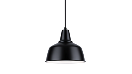 Black Pendant Light Hanging Isolated on White