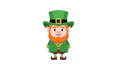 A cheerful leprechaun dressed in traditional green attire with a hat, symbolizing Irish folklore and good luck