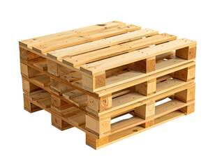 Stacked, wooden platforms used for moving and storing goods.  Constructed of rectangular boards with open spaces for easy forklift access