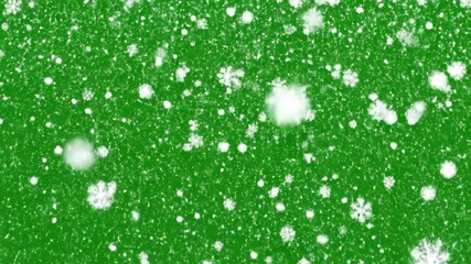 Abstract green background with falling white snowflakes - Powered by Adobe