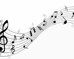 Elegant musical notes and treble clef forming a flowing artistic design