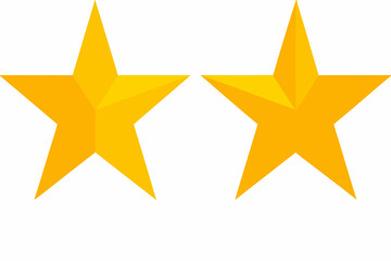 Two bright golden stars are prominently displayed on a plain white background