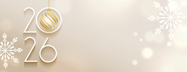 Naklejka na ściany i meble 2026 text lettering new year banner xmas bauble