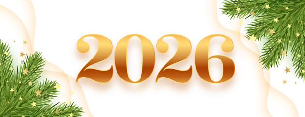 2026 golden text new year festive banner