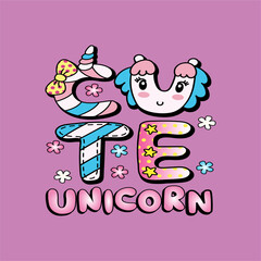 Cute unicorn - Girl t-shirt vector illustration design