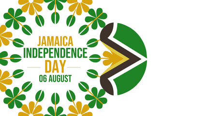 Simple and modern Jamaica Independence Day banner design on white background, perfect for celebrating freedom and heritage