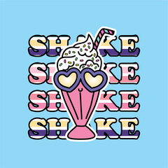 Shake ice cream - Girl t-shirt vector illustration design