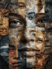 faces of various ethnicities merging into a mosaic of humanity reflecting the richness and diversity of global cultures photography style
