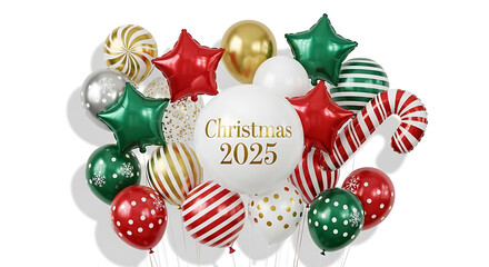 Festive balloons with christmas 2025 message