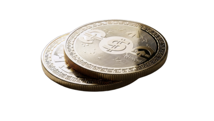Bitcoin Coins Stacked on White Background
