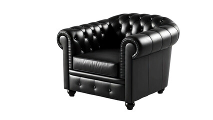 Black Chesterfield Armchair Isolated on White