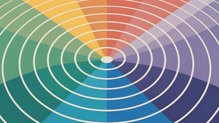 Abstract radial color wheel with concentric circles and vibrant spectrum of hues