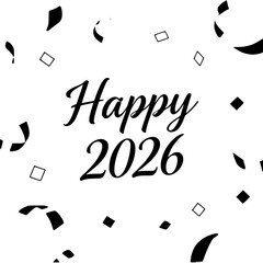 New Year 2026 Celebration with Festive Confetti and Ribbons