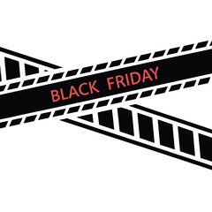 Obraz premium Black friday sale promotional banner with red text on black tape with white background illustration