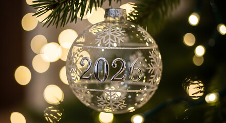 Christmas tree ornament with '2026' design