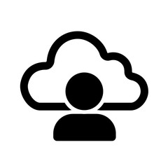 An outlined cloud user icon illustrating lightweight identity presence, enabling user management, profile access, permission structure, and identity-driven operations in cloud applications.