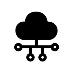 A solid cloud distribution icon showing delivery of cloud resources, routing data through multiple endpoints, enabling balanced workloads, scalable operations, and efficient service availability.
