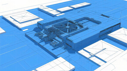 Blueprint of futuristic structure