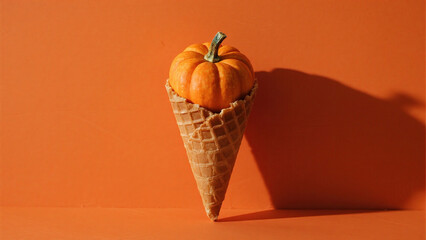 Pumpkin in ice cream cone