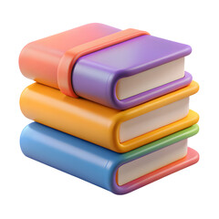 Stack of colorful books isolated on transparent background